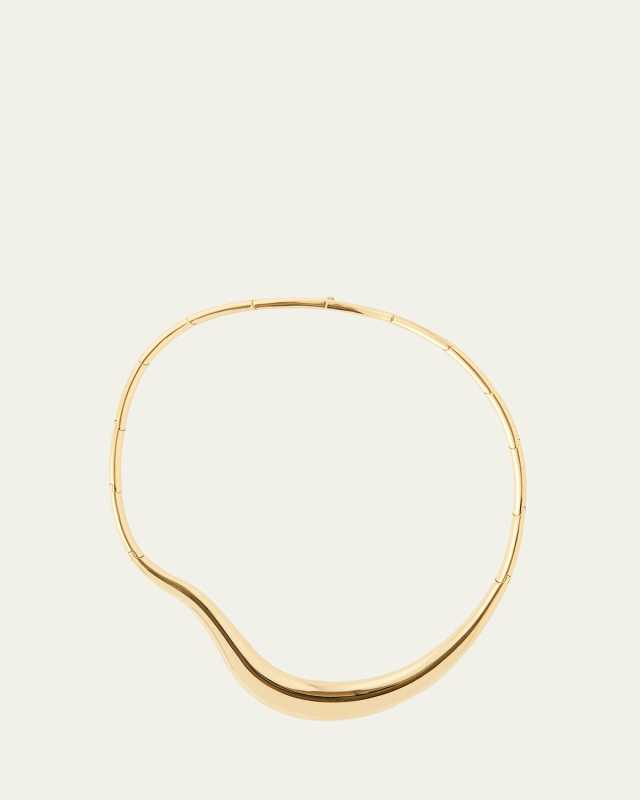 18K Yellow Gold Bold Stream Wave Necklace